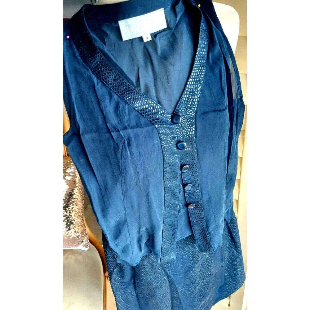 Vtg New Platinum Dorothy Schoelen Skirt+Top Set Sz 4 Blue Rayon/Polyester NWT